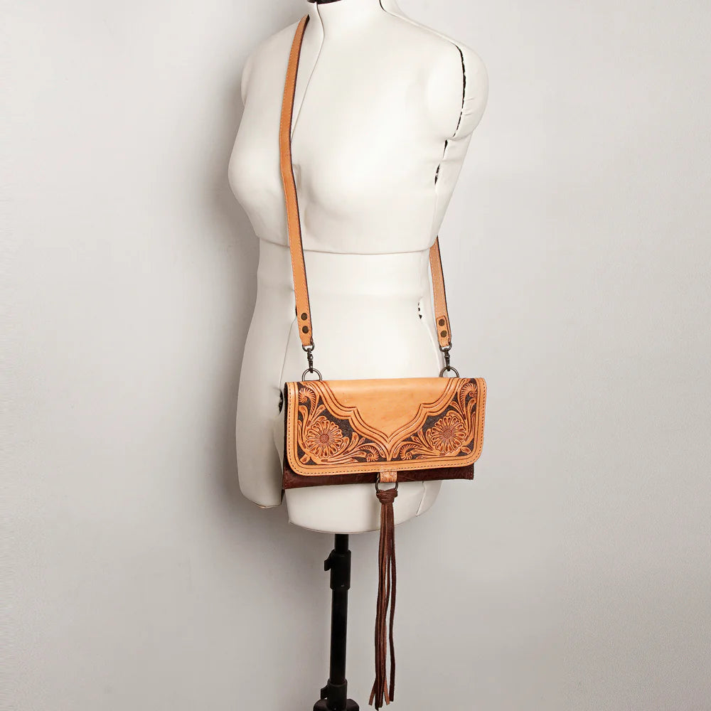 Crossbody Genuine Western Leather Women Bag-Light Brown