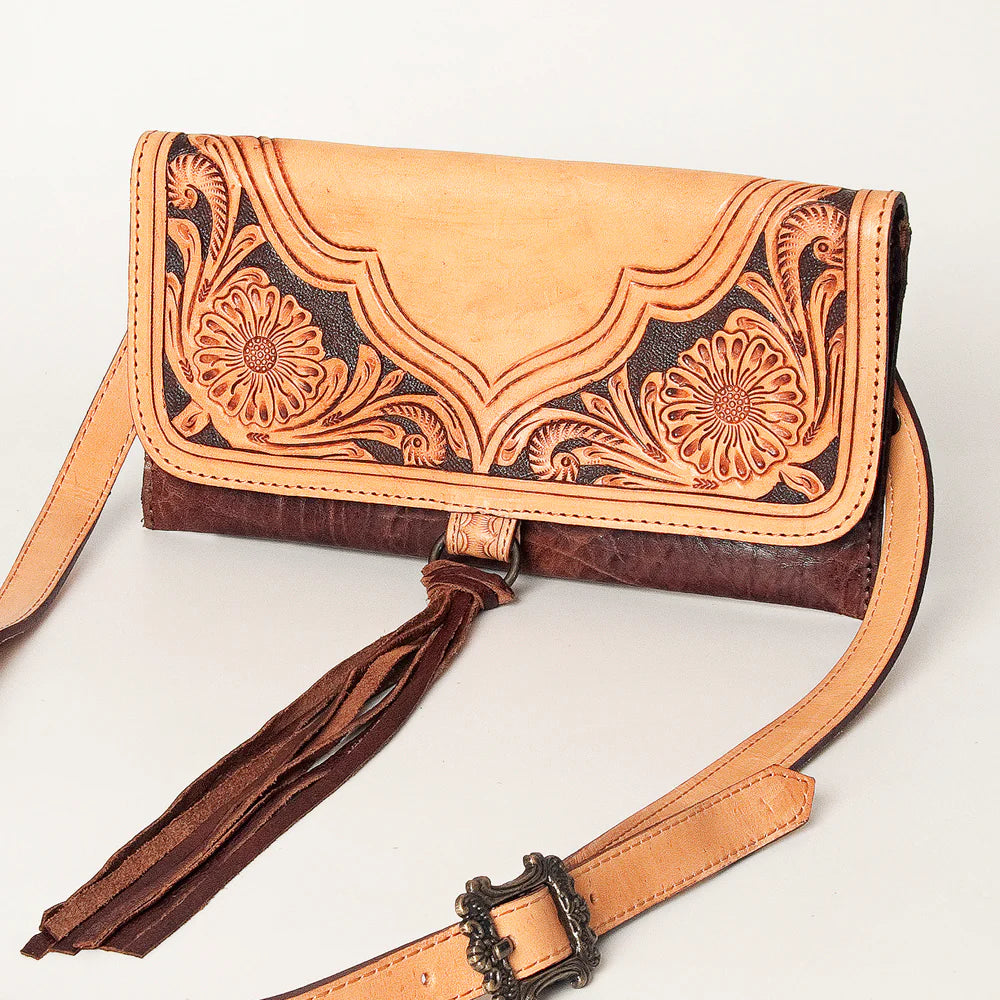 Crossbody Genuine Western Leather Women Bag-Light Brown