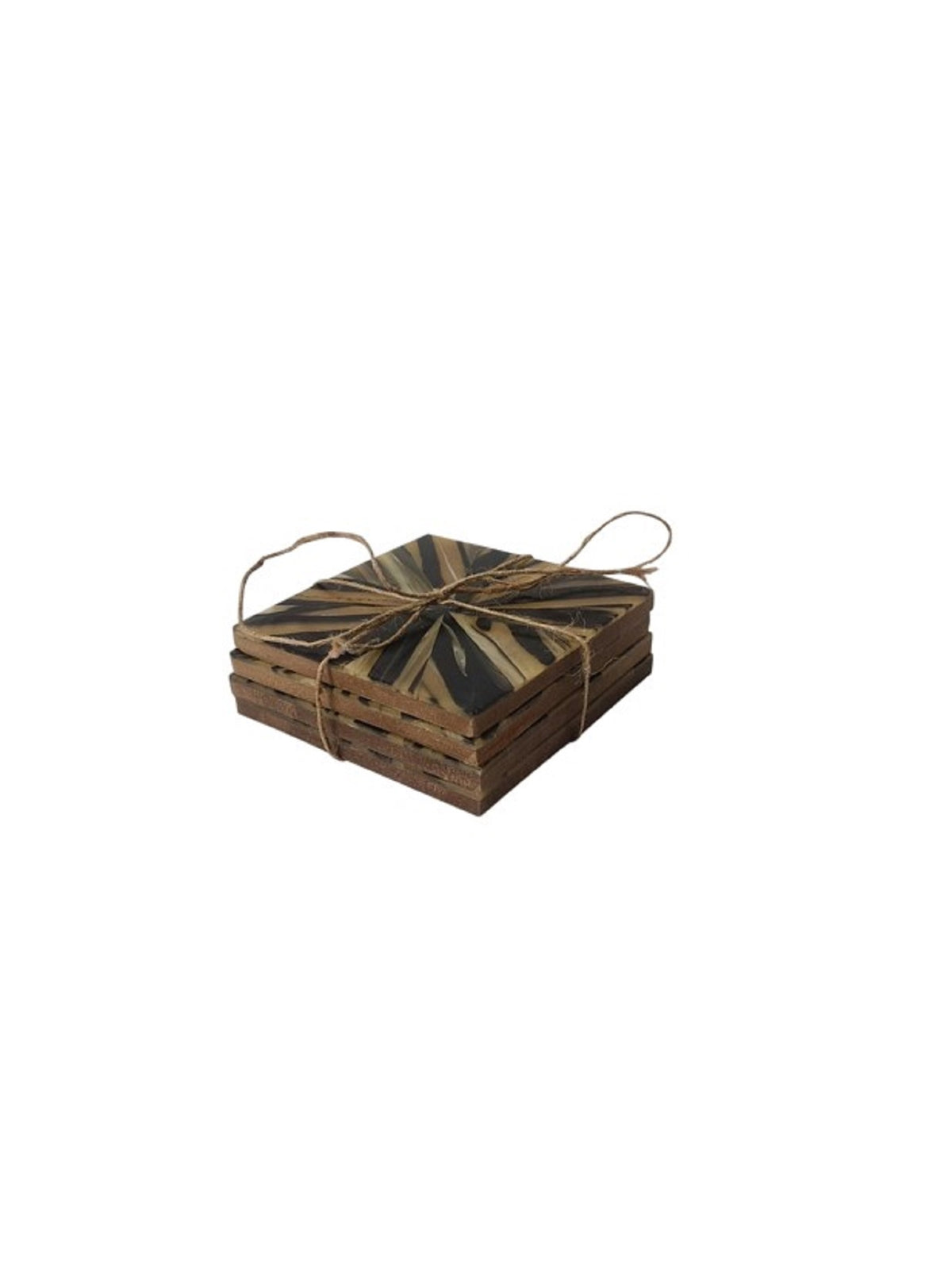 Black & Mustard Yellow MDF/ Horn Inlay - Coaster