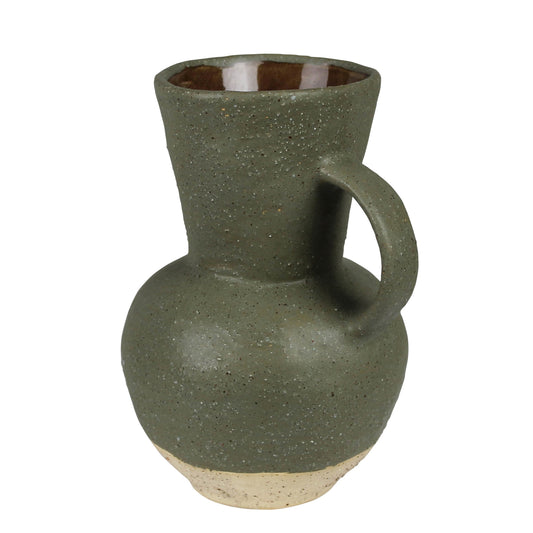 Umbria Vase with Single Handle, Ceramic, Green