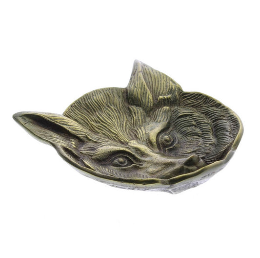 Fox Cast Metal Dish - Antique Brass