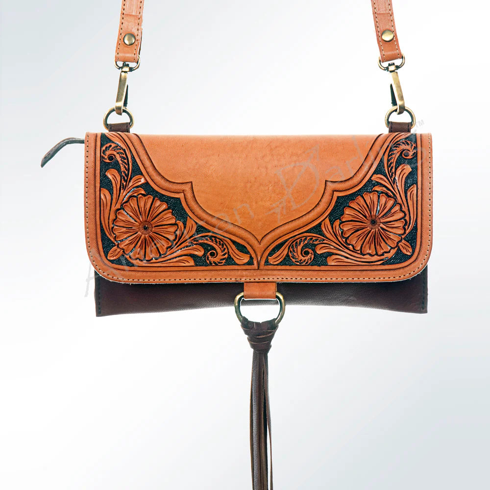 Crossbody Genuine Western Leather Women Bag-Dark Brown