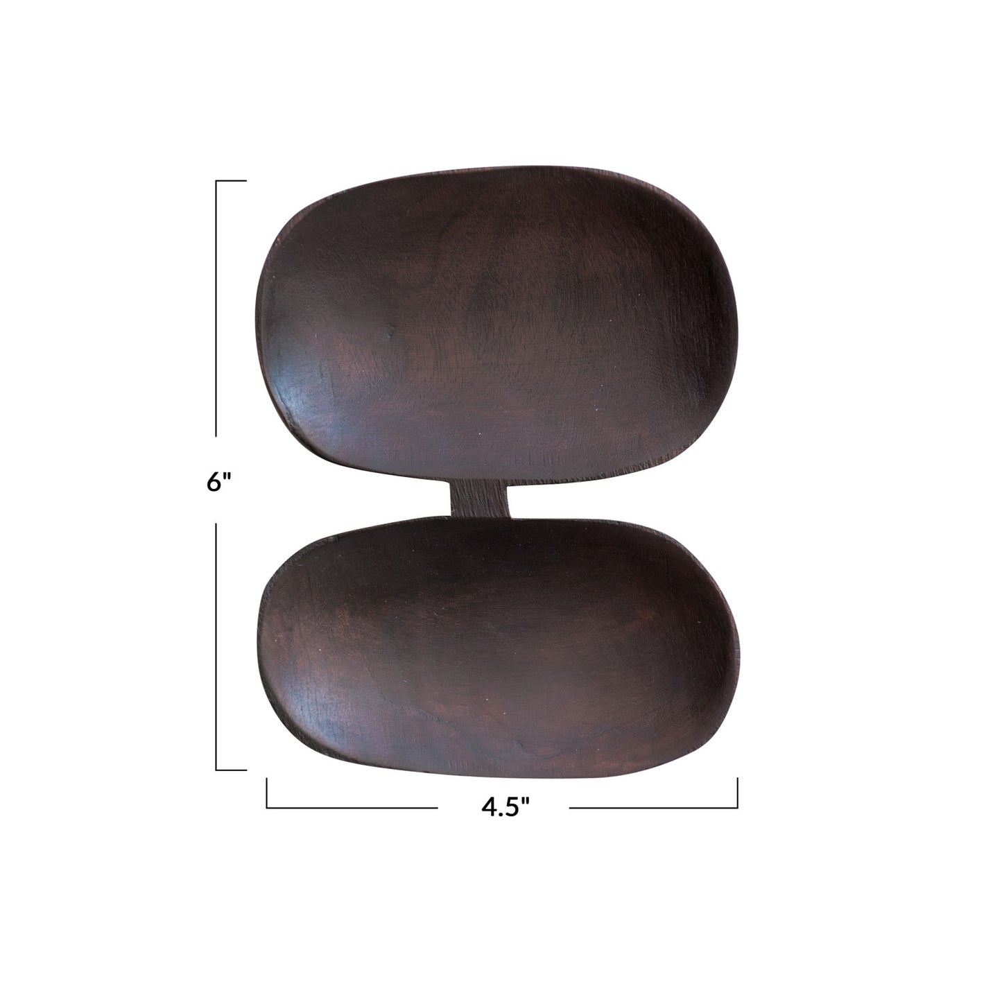 Mango Wood Dish w/ 2 Sections, Black