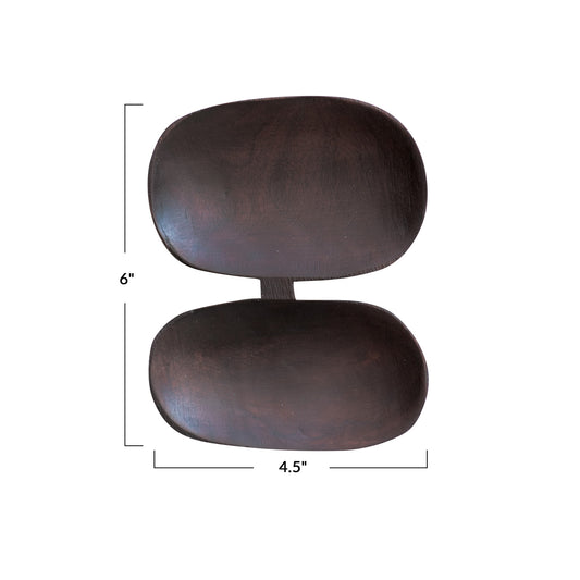 Mango Wood Dish w/ 2 Sections, Black