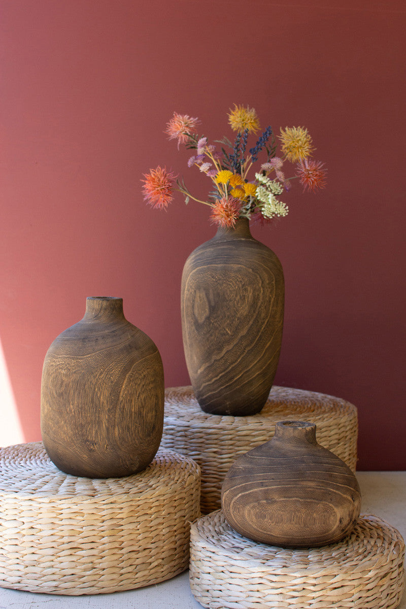 Wooden Vases with Walnut Finish