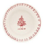 Stoneware Plate with Holiday Design, Icon & Word, White & Red