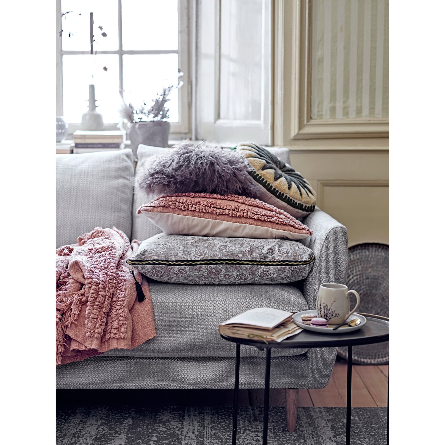 Embroidered Pillow with Applique & Fringe