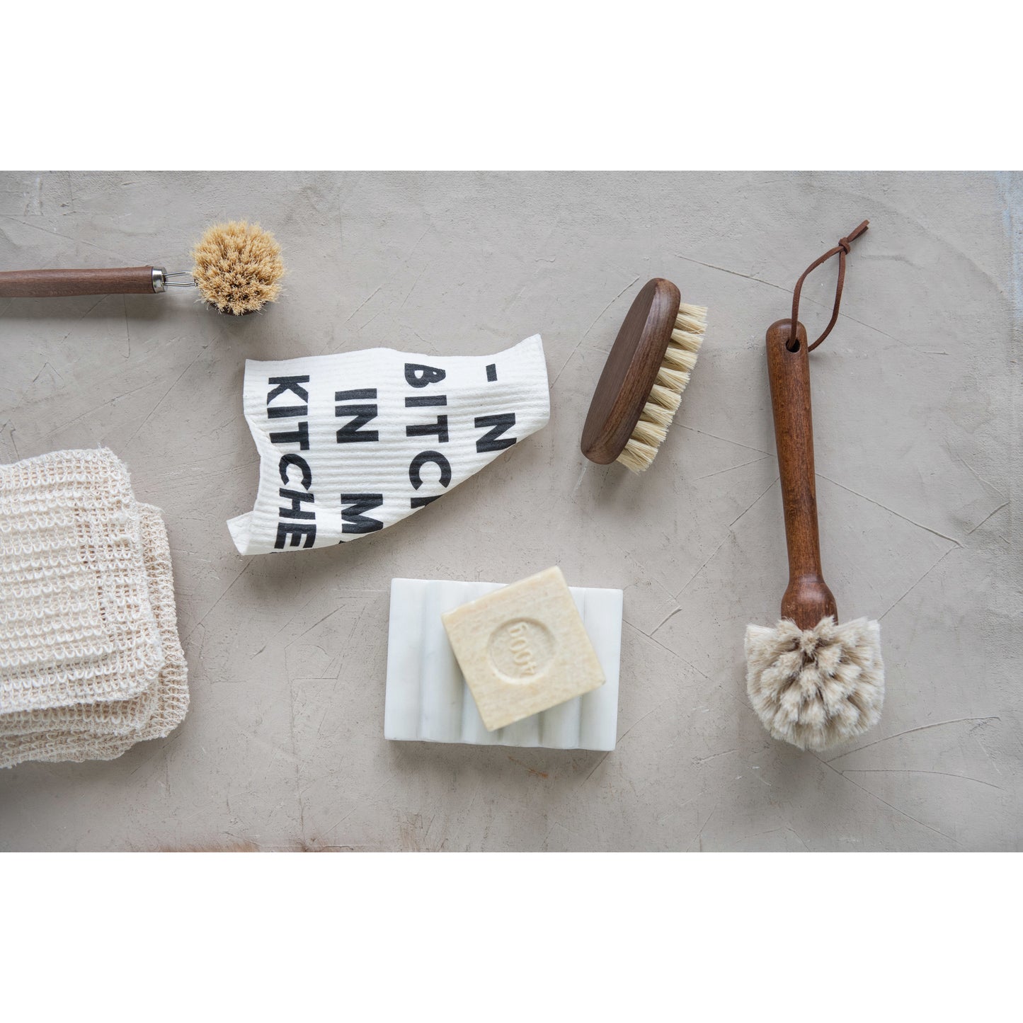 Beech Wood Brush with Leather Tie