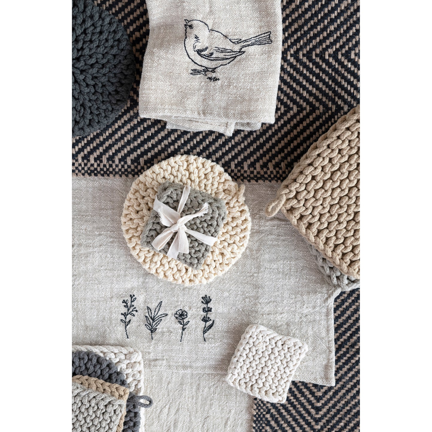 Cotton Crocheted Pot Holder, 4 Colors