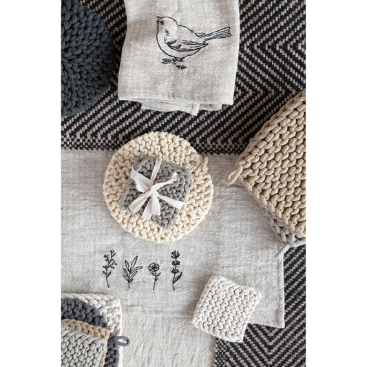 Cotton Crocheted Pot Holder, 4 Colors