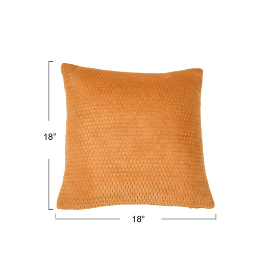 18" Quilted Cotton Velvet Pillow w/ Kantha Stitch, Polyester Fill