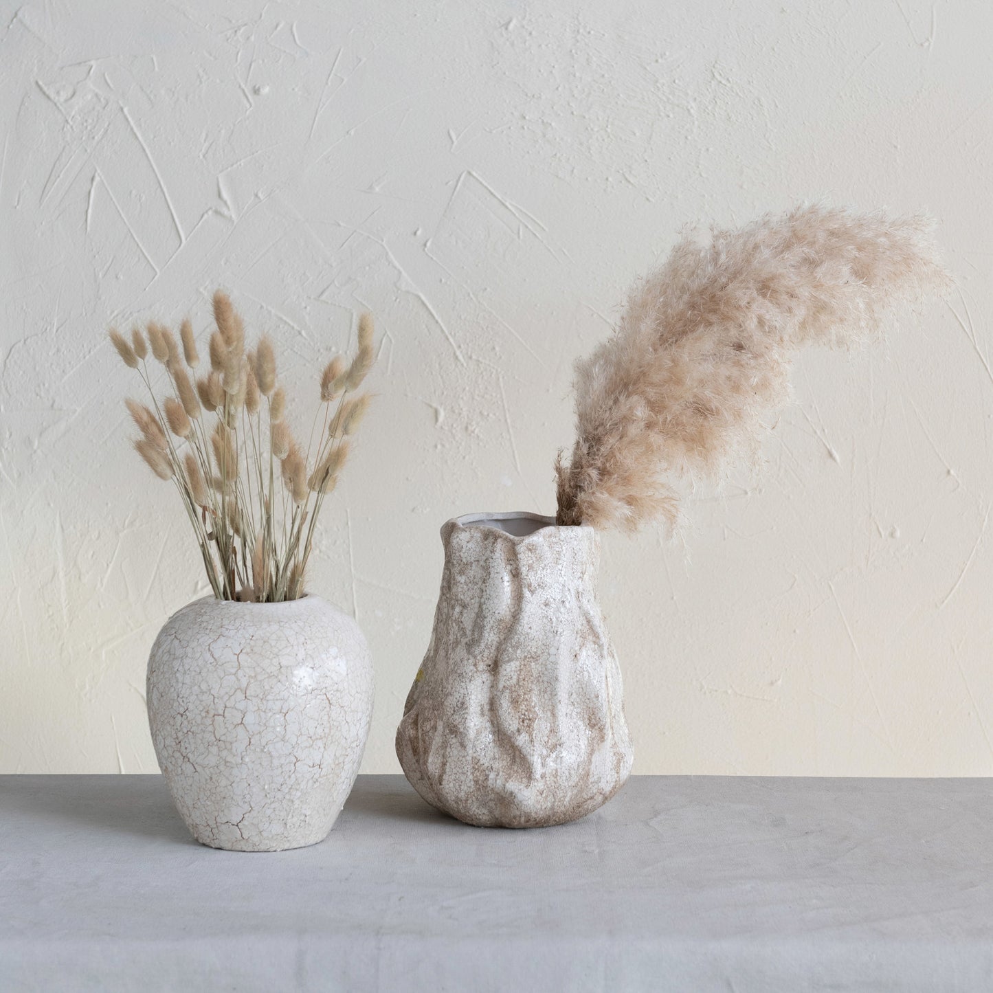 Stoneware Organic Shaped Vase, Crackle Glaze (Each One Will Vary)