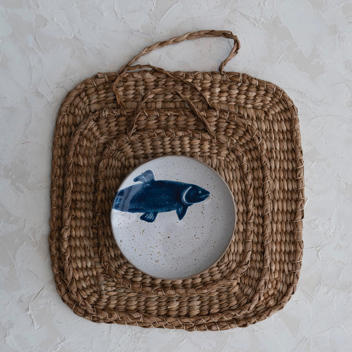 Hand-Woven Bankuan Trivets w/ Handles, Natural, Set of 3