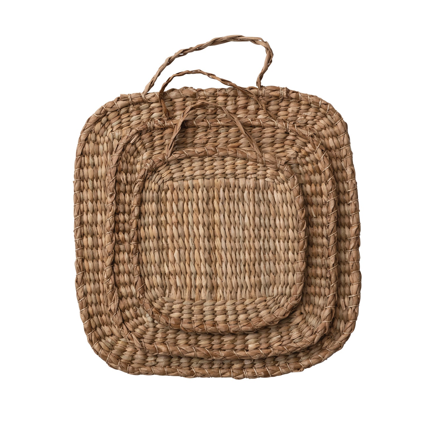 Hand-Woven Bankuan Trivets w/ Handles, Natural, Set of 3