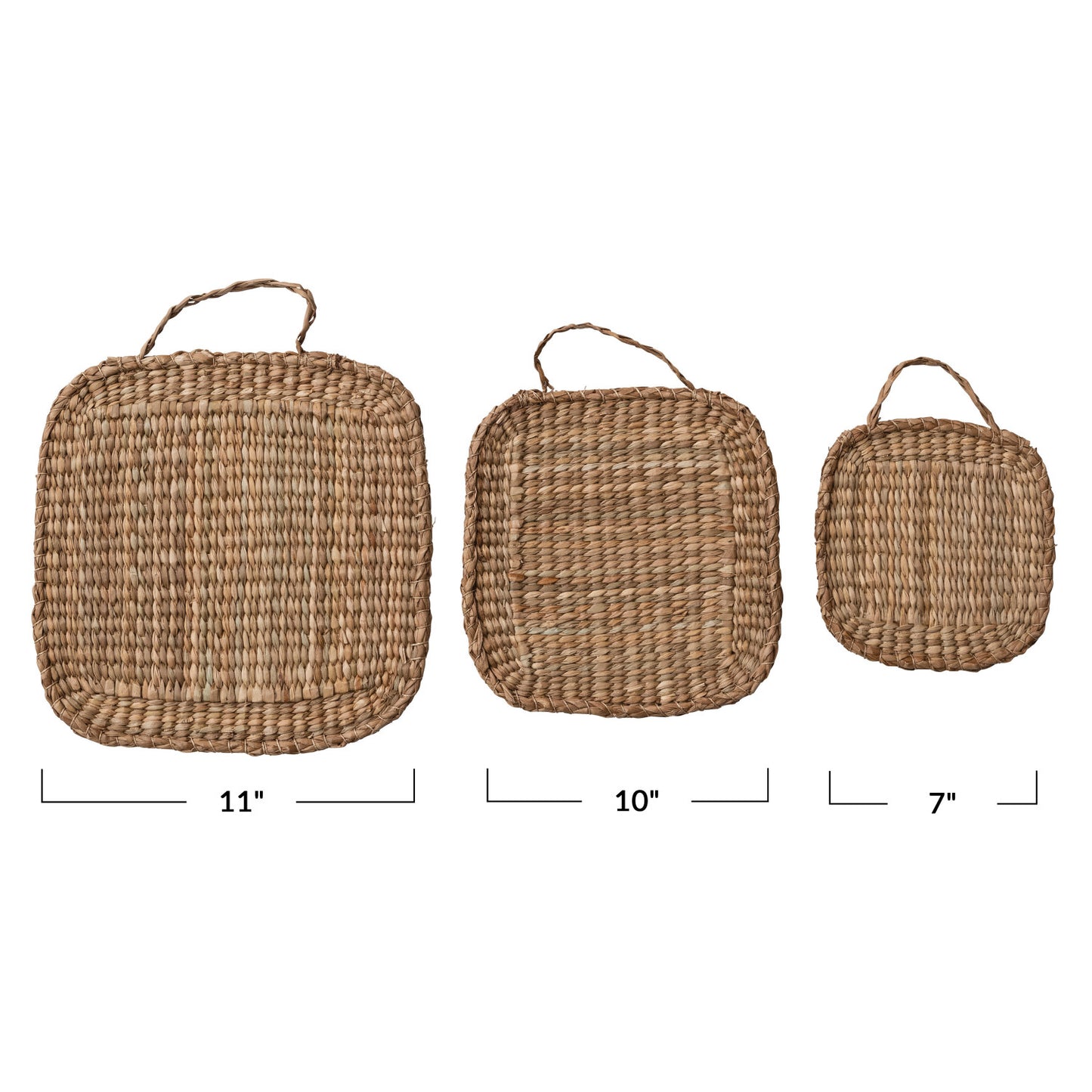 Hand-Woven Bankuan Trivets w/ Handles, Natural, Set of 3