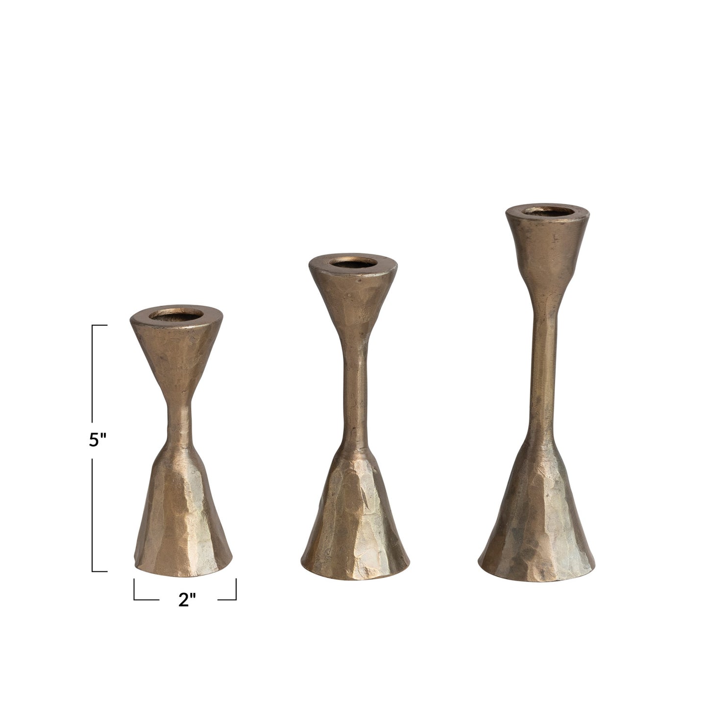 Hand-Forged Iron Taper Holders, Antique Brass Finish