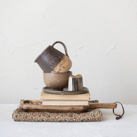 Stoneware Bowl, Reactive Glaze, Brown