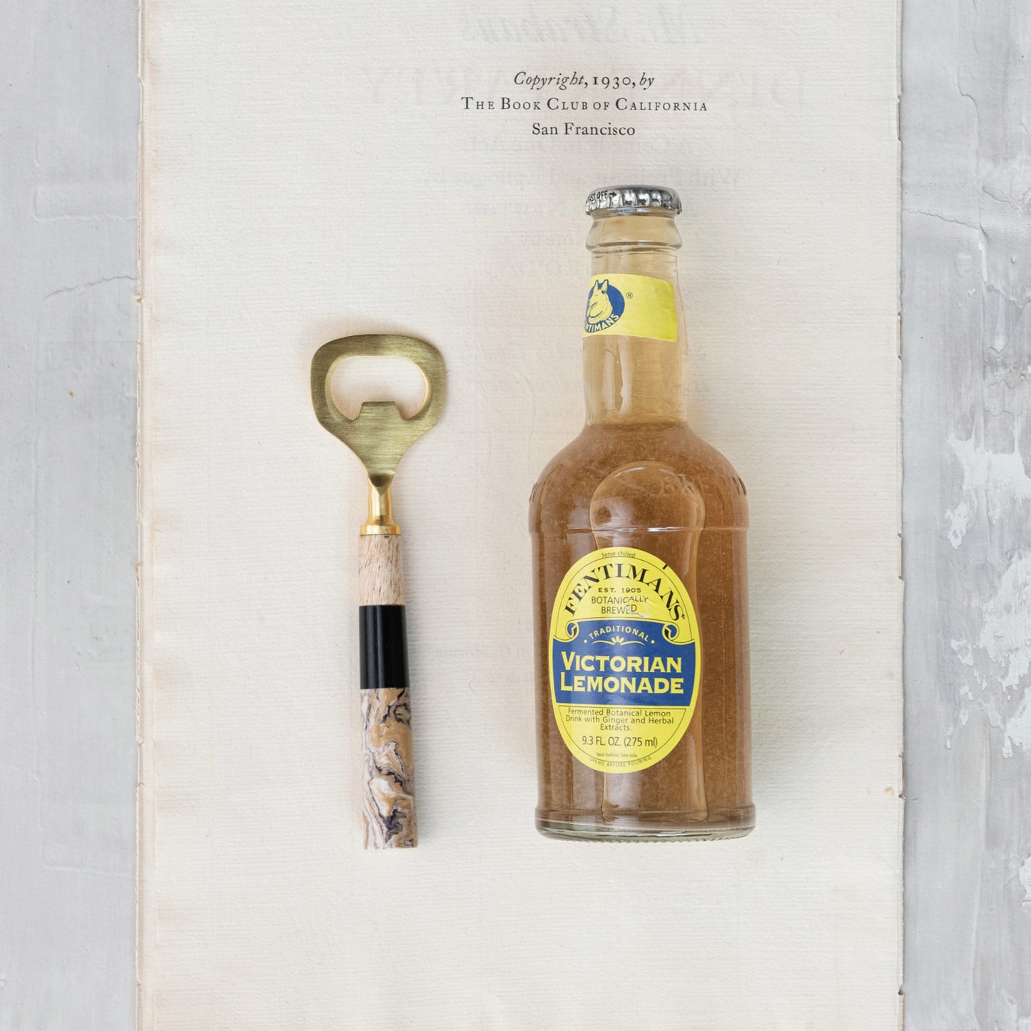 Stainless Steel Bottle Opener w/ Marbled Resin & Mango Wood Handle