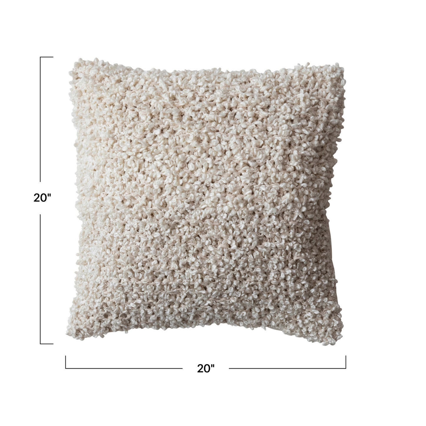 20" Square Woven Cotton Blend Bouclé Pillow
