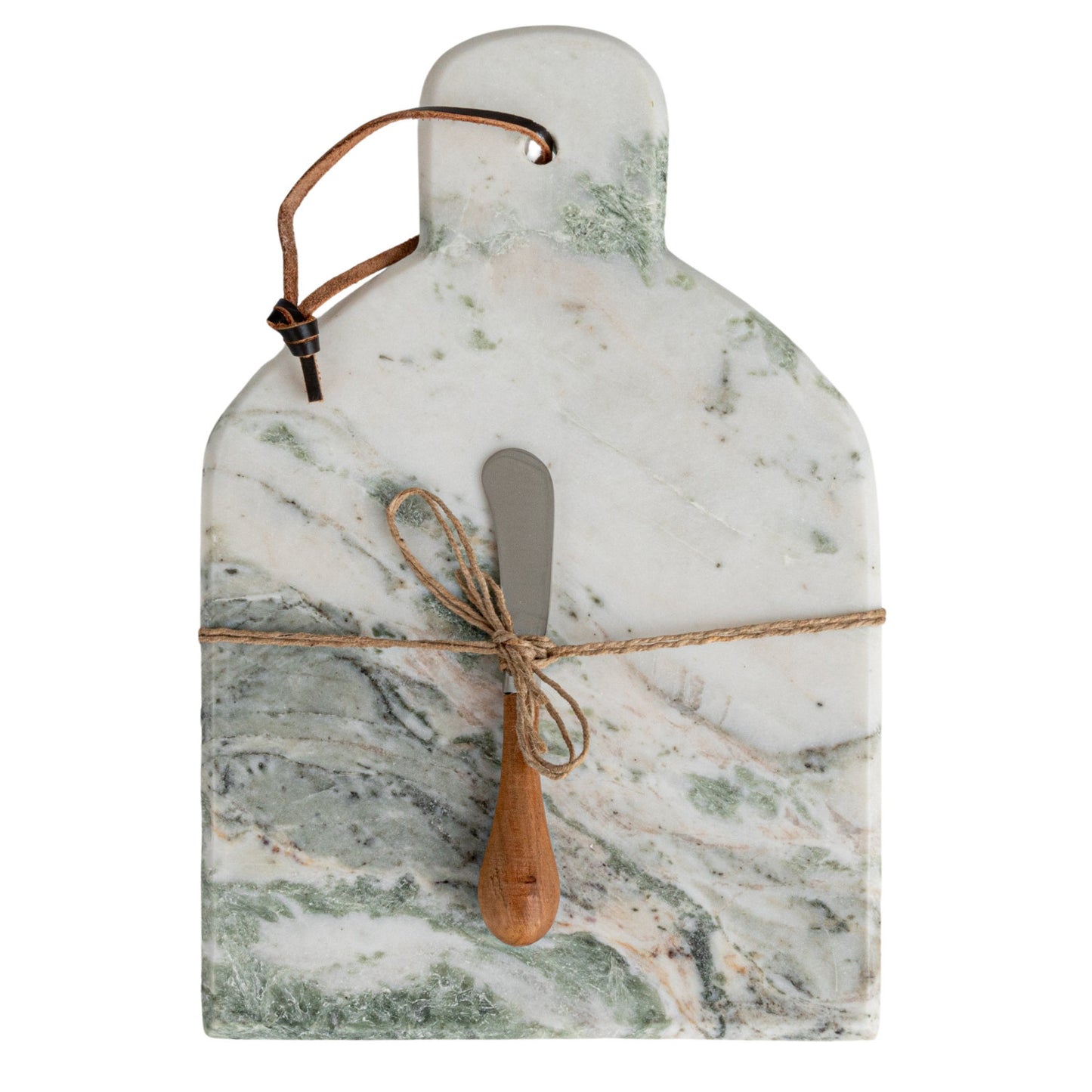 Marble Cheese/Cutting Board w/ Canape Knife-Green