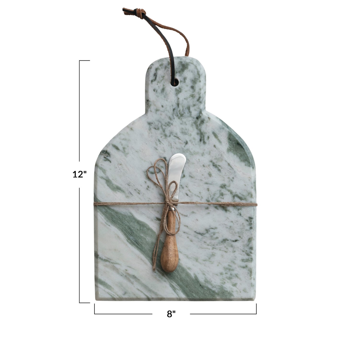 Marble Cheese/Cutting Board w/ Canape Knife-Green