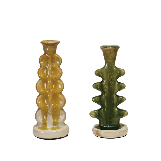 Terra-cotta Formed Taper Holder, 2 Styles (Each Will Vary)