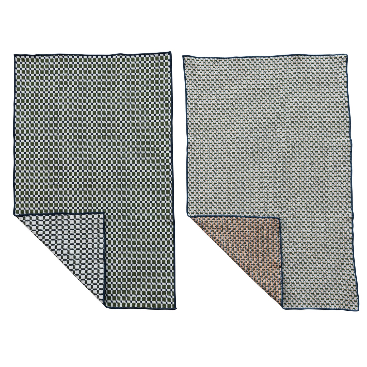 Woven Cotton Tea Towel with Pattern & Stitched Edge, 2 Styles