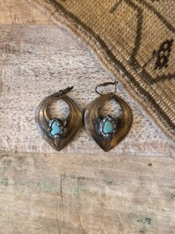 Turquoise & Brass Earring