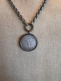 Half Dollar Long Horn Necklace