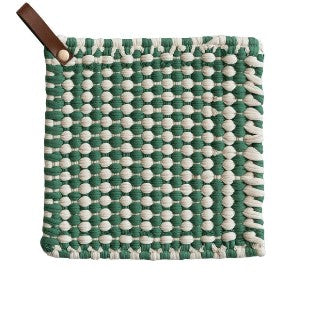 Cotton Crocheted Pot Holder with Leather Loop