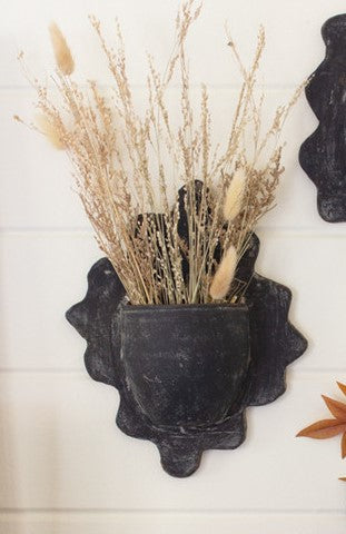 Black Wavy Clay Wall Planters