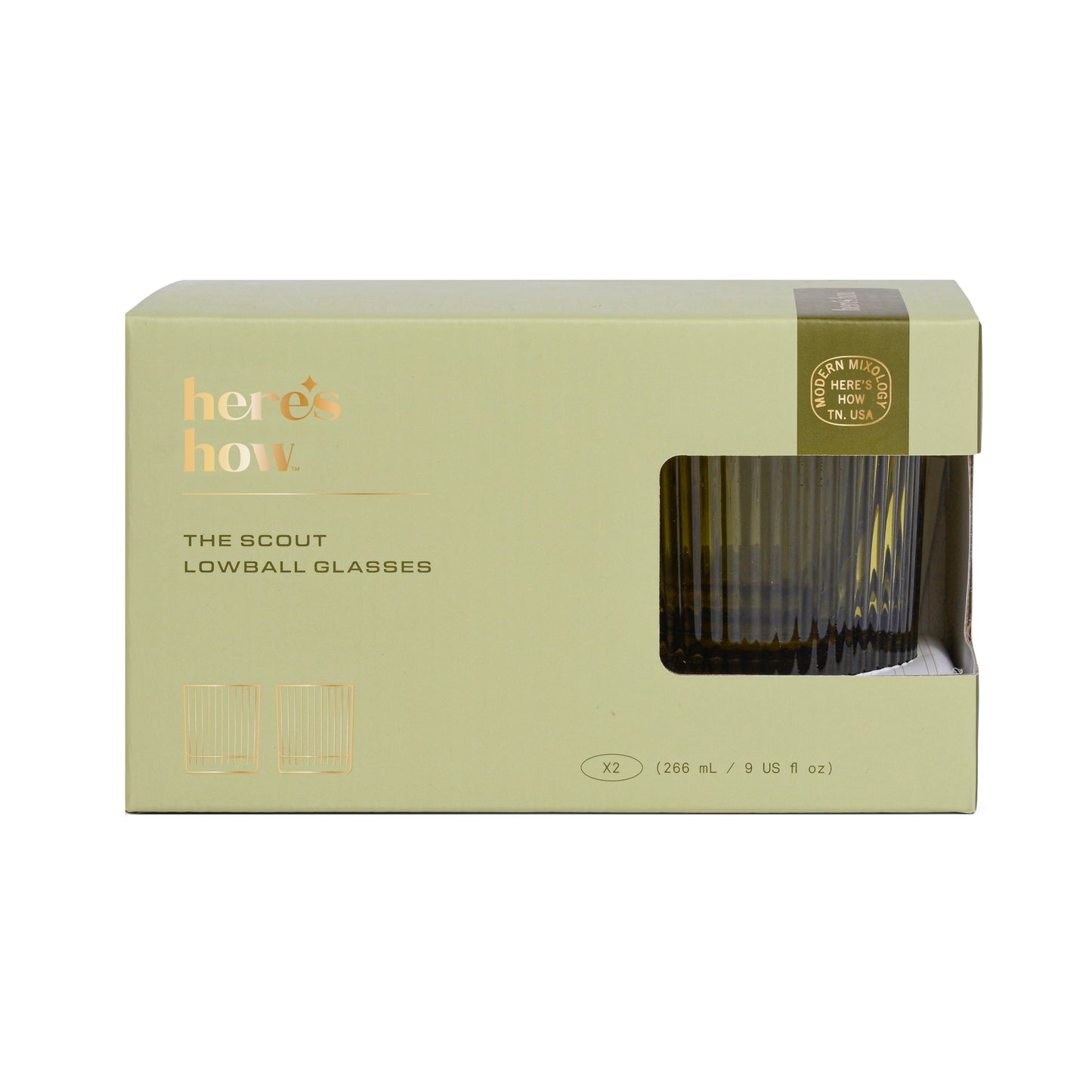 THE SCOUT LOWBALL GLASS - SET OF 2 OLIVE