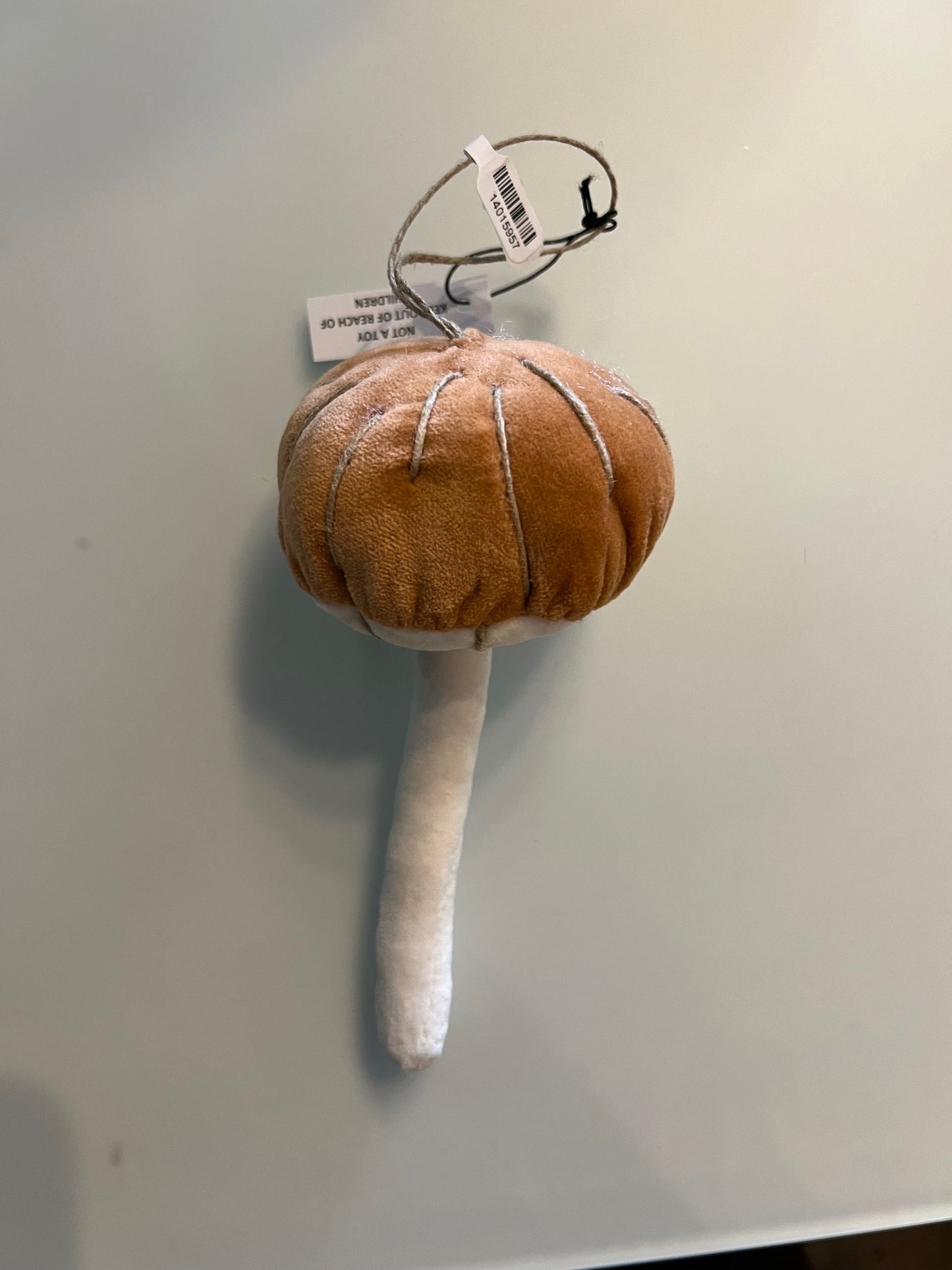 Cotton Velvet Mushroom Ornament w/ Embroidery & French Knots