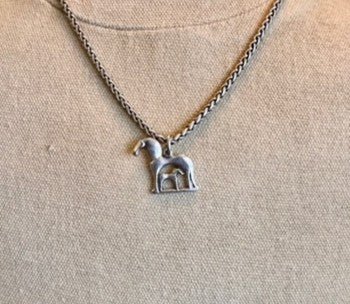 Sterling Silver Dam & Mare Horse Pendant Necklace