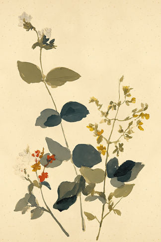 Flower Watercolor (with red and green) Print