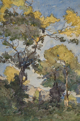 House Hidden in the Trees Water Color Print