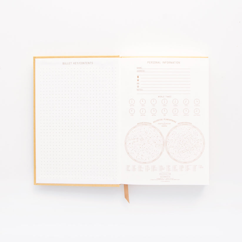 Hard Cover Suede Cloth Journal With Pocket - Radiant Suns Block