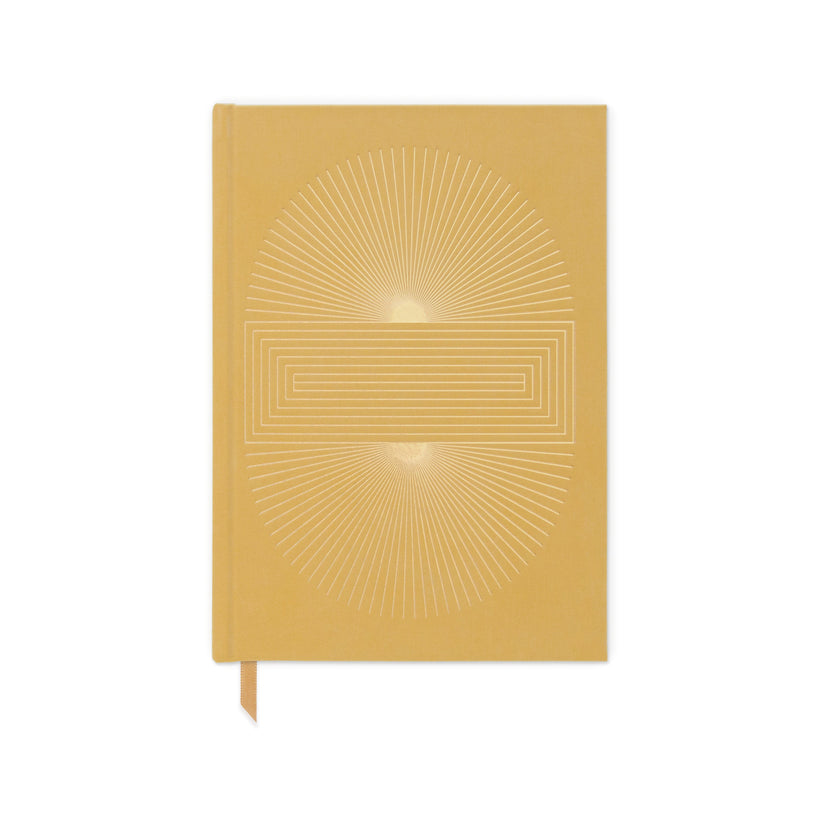 Hard Cover Suede Cloth Journal With Pocket - Radiant Suns Block