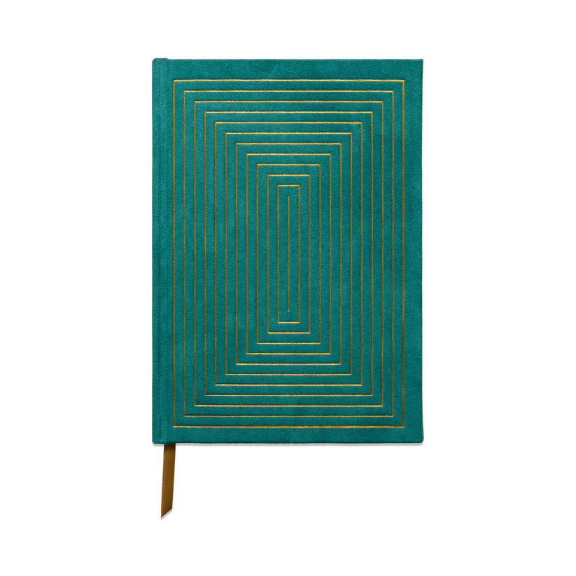 Hard Cover Suede Cloth Journal With Pocket - Linear Boxes