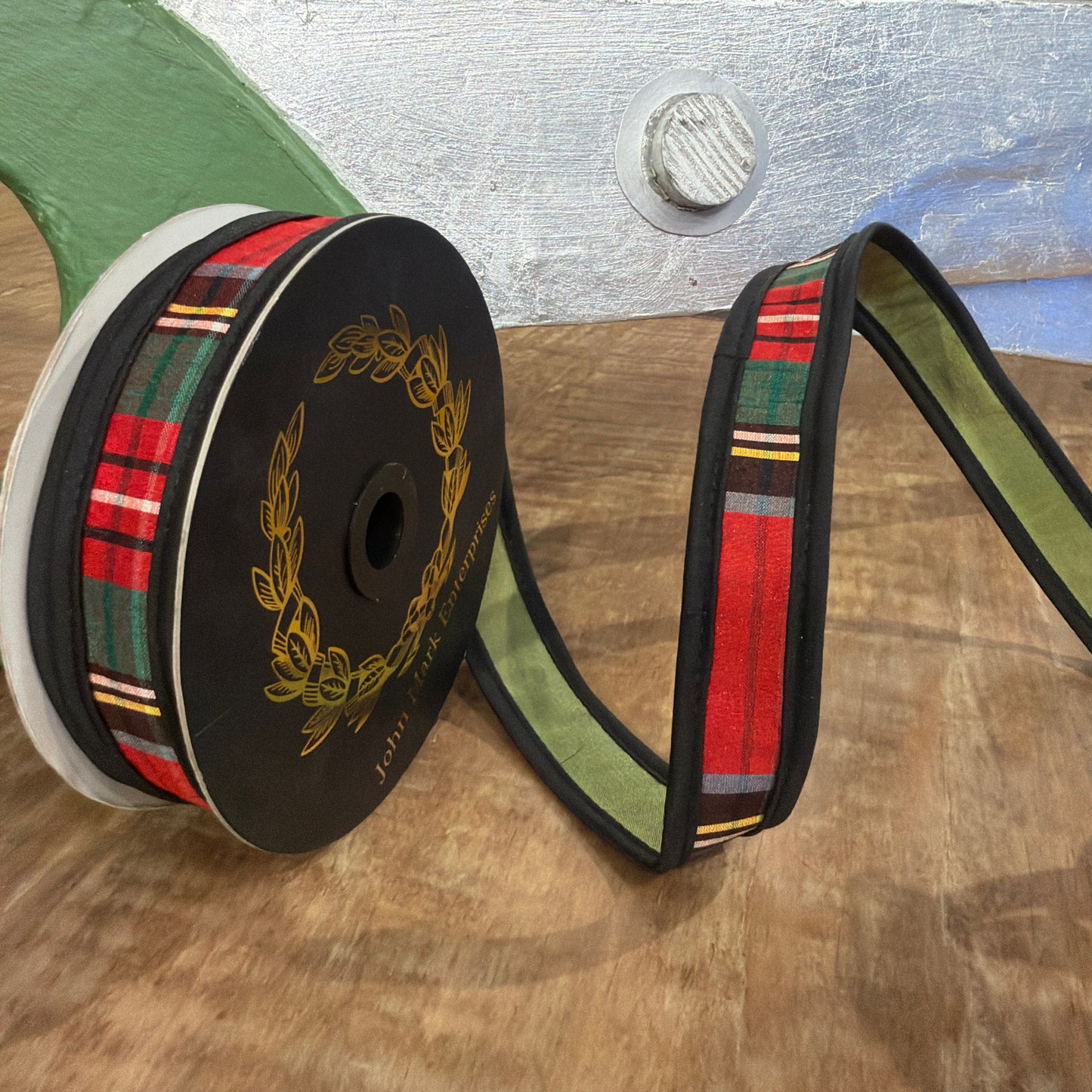 Royal Stewart Ribbon-Olive Plaid