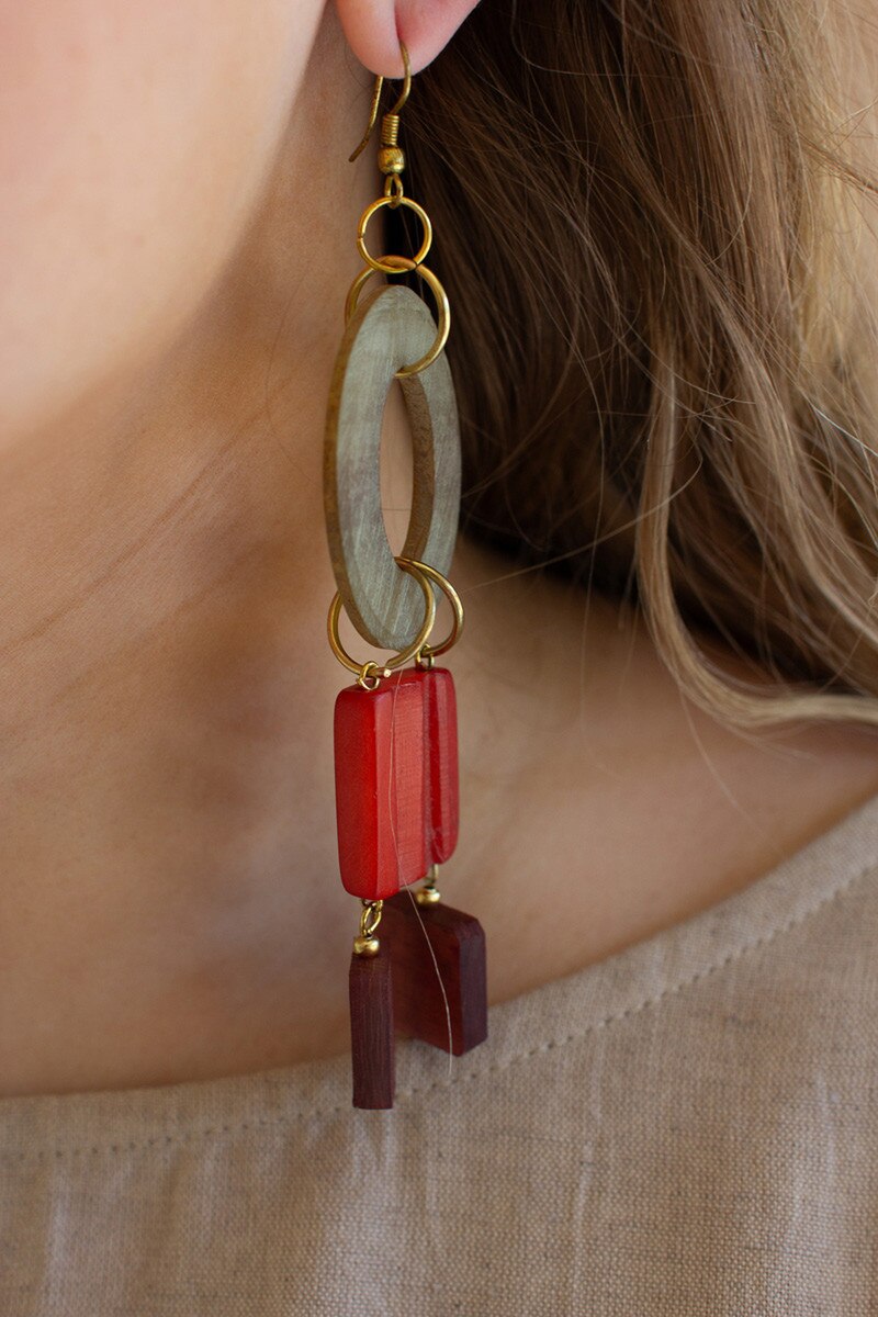 Sage and Sienna Horn and Bone Earrings