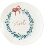 Stoneware Plate with Holiday Wreath & Word