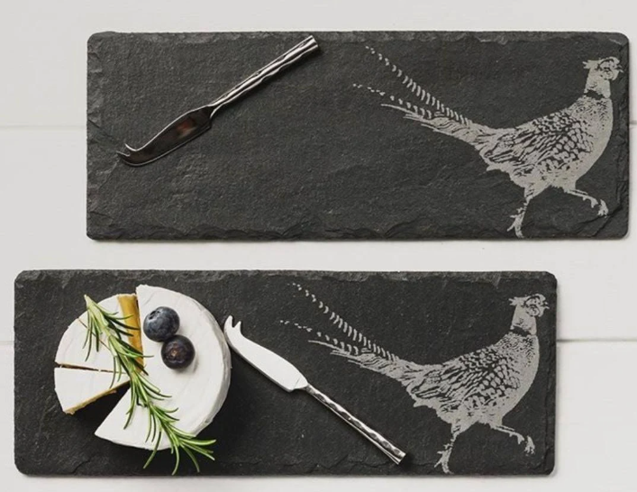 Mini Slate Cheese Board & Knife Sets - Pheasant