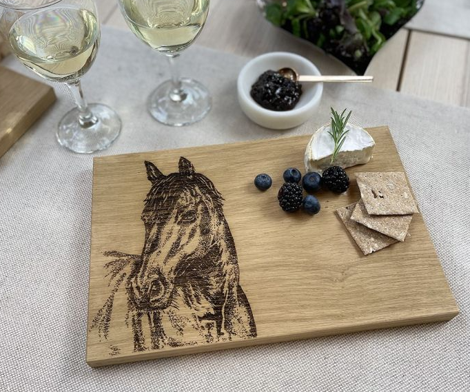 Horse Portrait Oak Serving Board