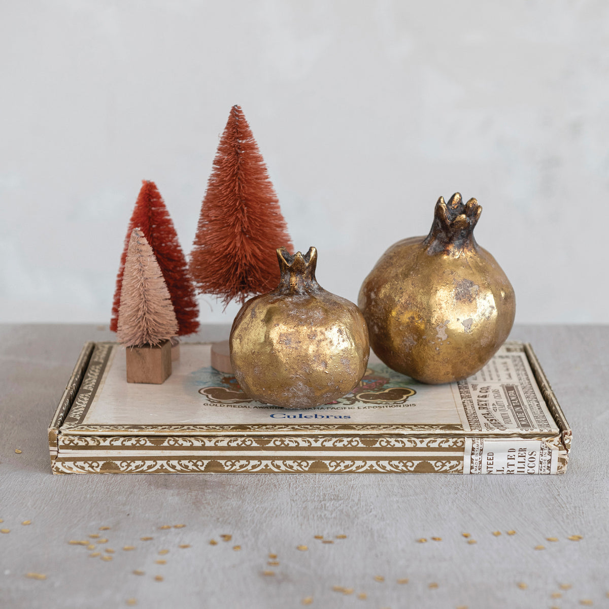 Resin Pomegranate, Antique Gold Finish