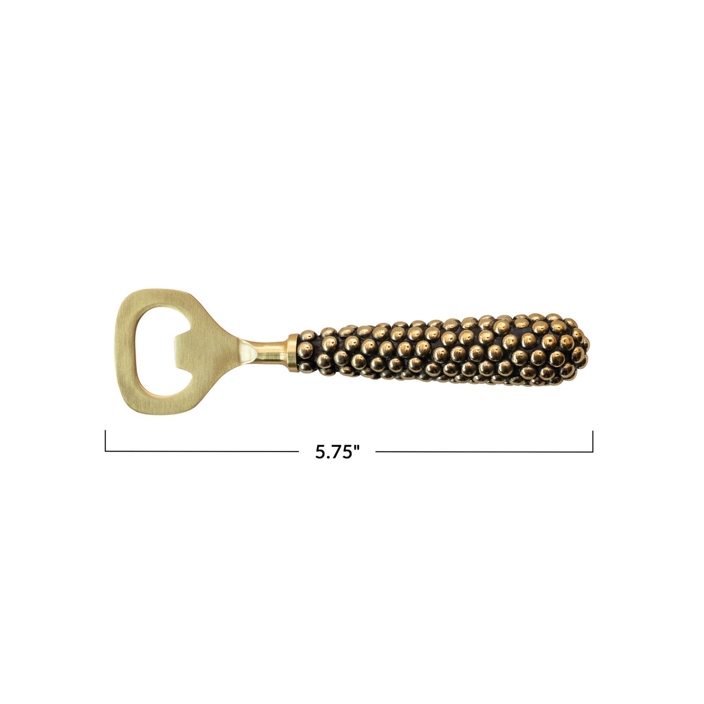 Stainless Steel Bottle Opener w/ Cast Brass Beaded Handle