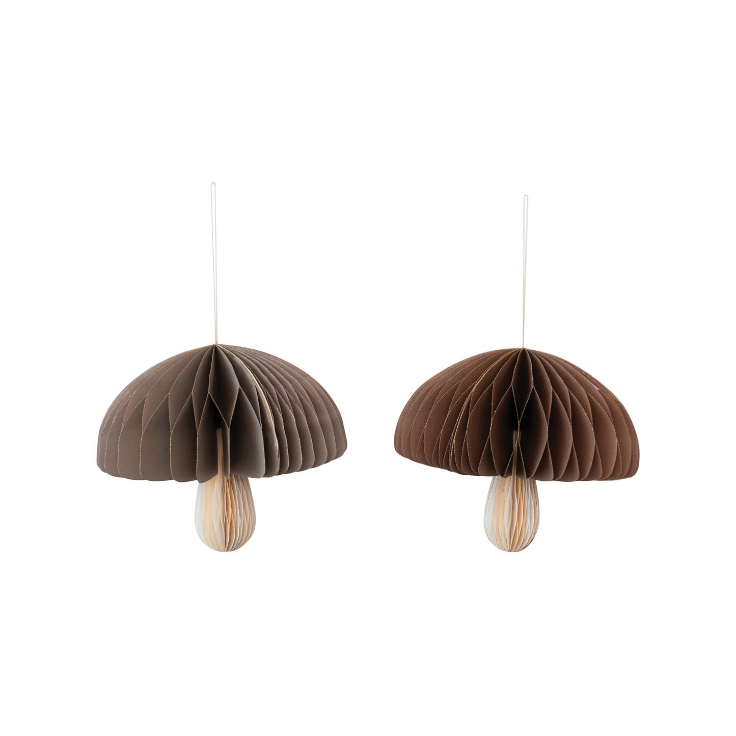 Paper Folding Honeycomb Mushroom Ornament w/ Gold Glitter Edge