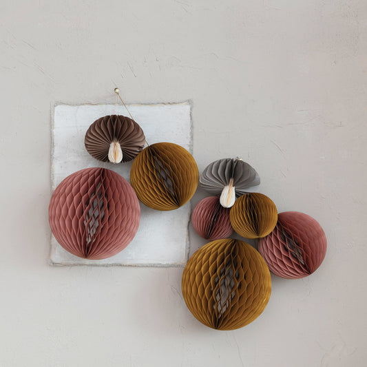 Paper Folding Honeycomb Mushroom Ornament w/ Gold Glitter Edge