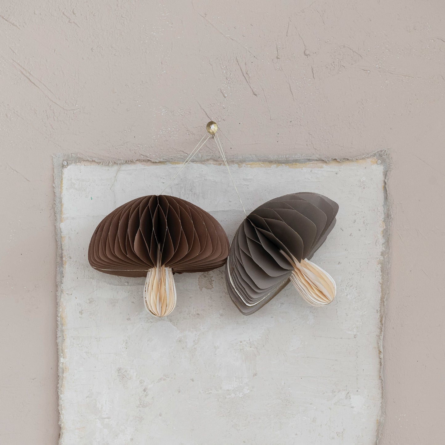 Paper Folding Honeycomb Mushroom Ornament w/ Gold Glitter Edge
