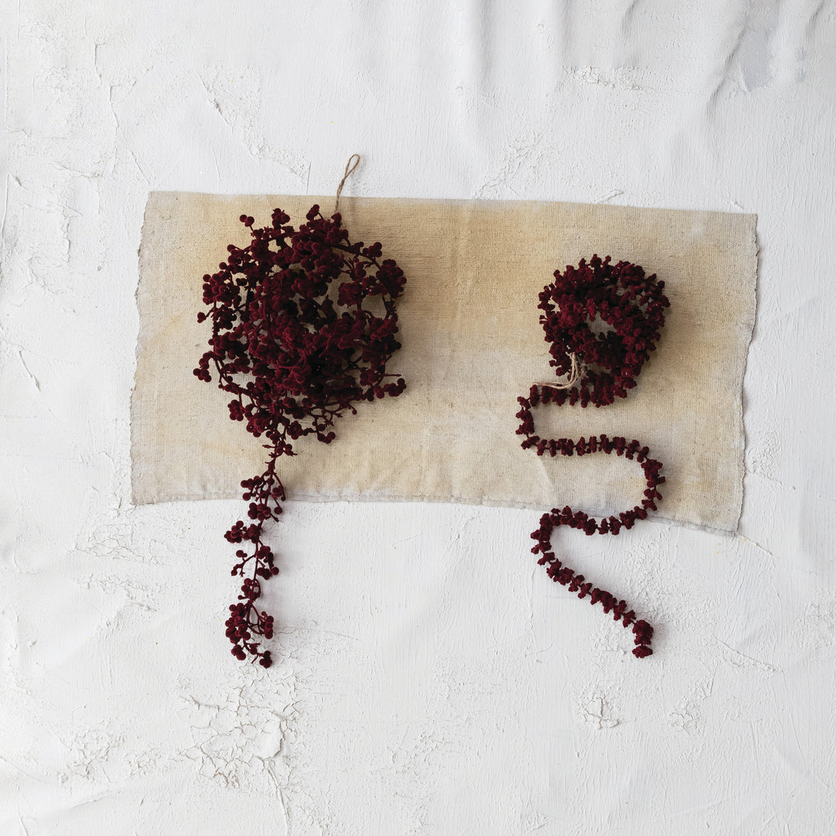 72"L x 5-1/4"H Flocked Foam Ball Garland, Burgundy Color
